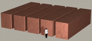 One billion visualized in huge stacks behind the same man, now dwarfed by pennies.