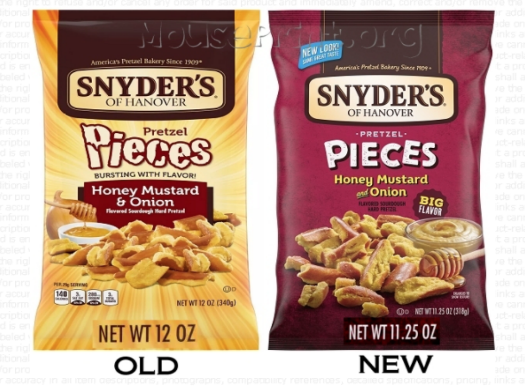 Shrinkflation of snack bags.