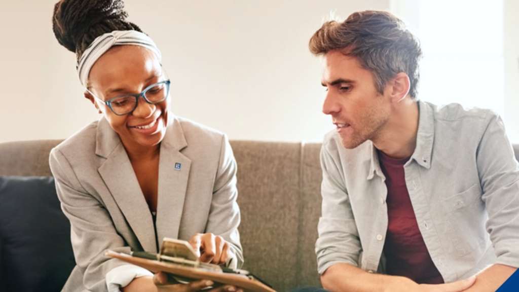 Woman and man in real estate