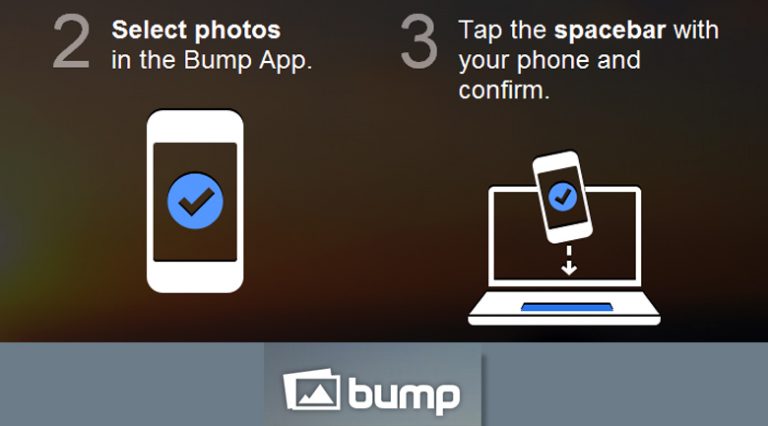Wirelessly Bump photos from smartphone to computer