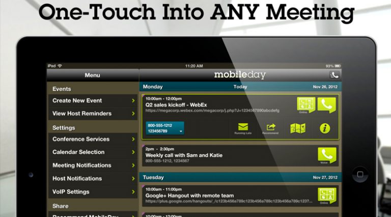 MobileDay app: never dial in to a conference call again