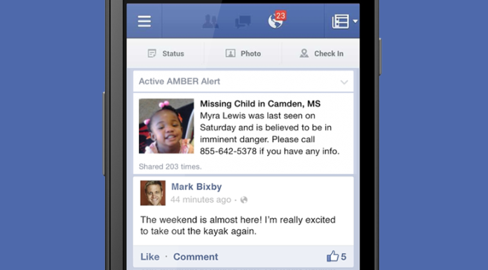 facebook amber alerts