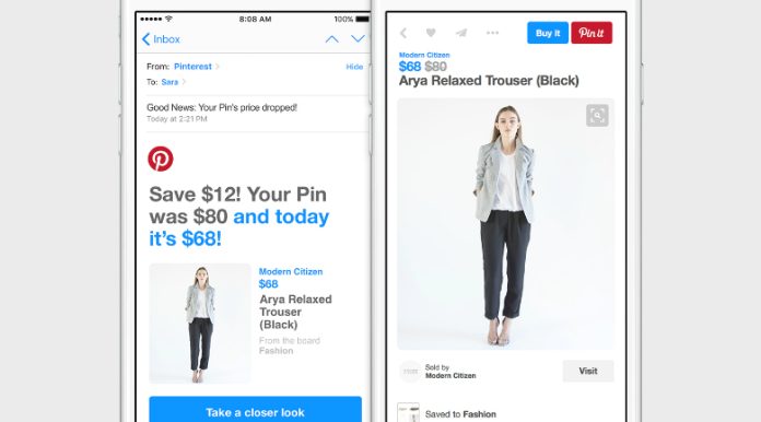 pinterest price drop notification