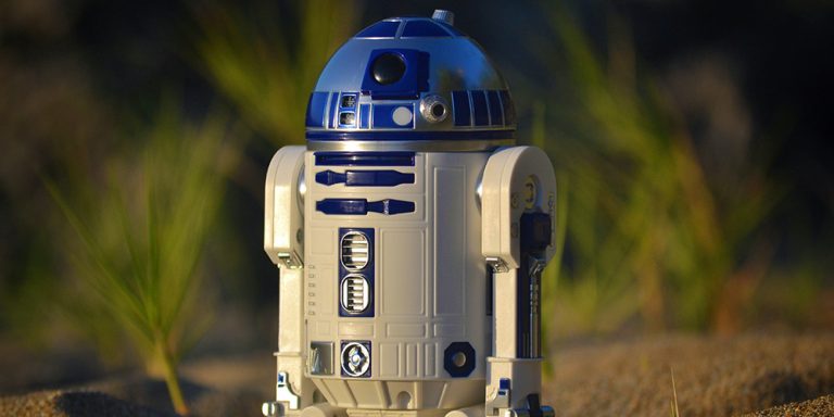 Close of R2D2 toy, an example of robots that we root for, but why?