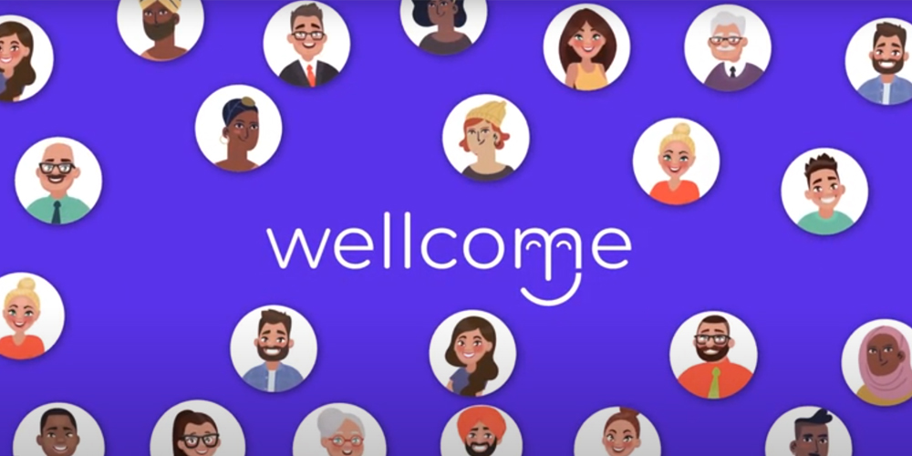 Logo page for Wellcome, a touchless technology sign-in.