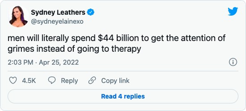 Disgruntled Tweet about Musk Bid.