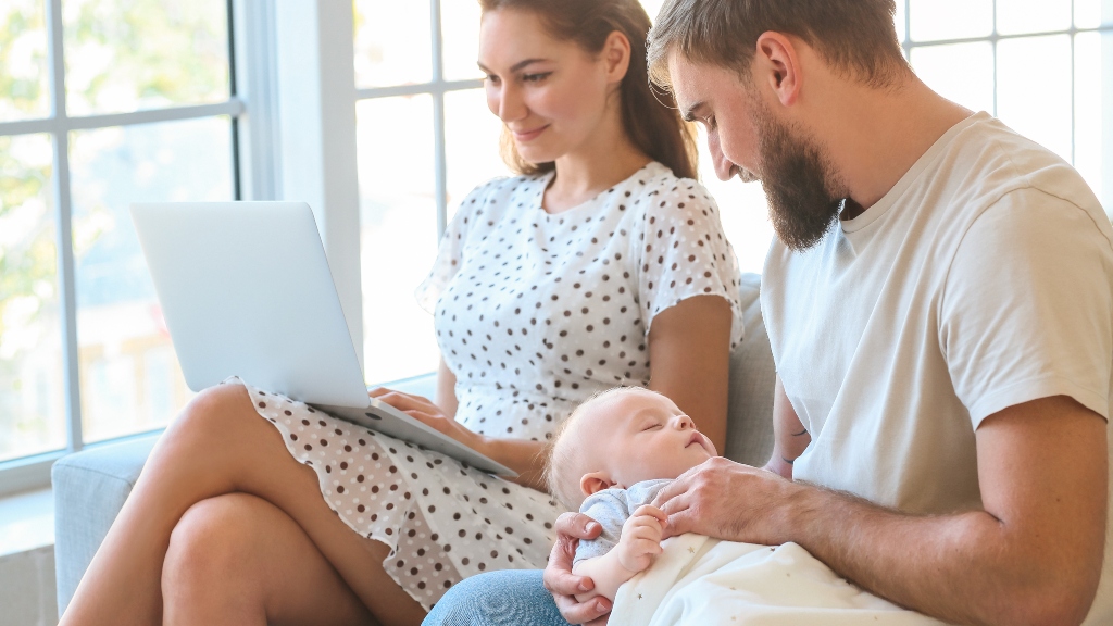 Family with newborn representing leaving the entrepreneurial life. Family with newborn representing leaving the entrepreneurial life.