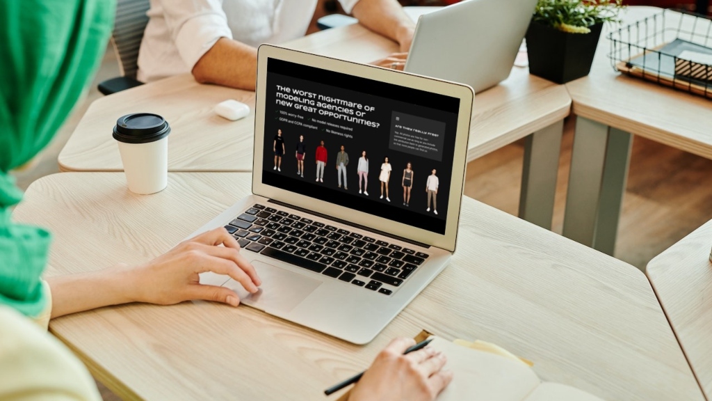 person looking at ai models on laptop for marketing use person looking at ai models on laptop for marketing use